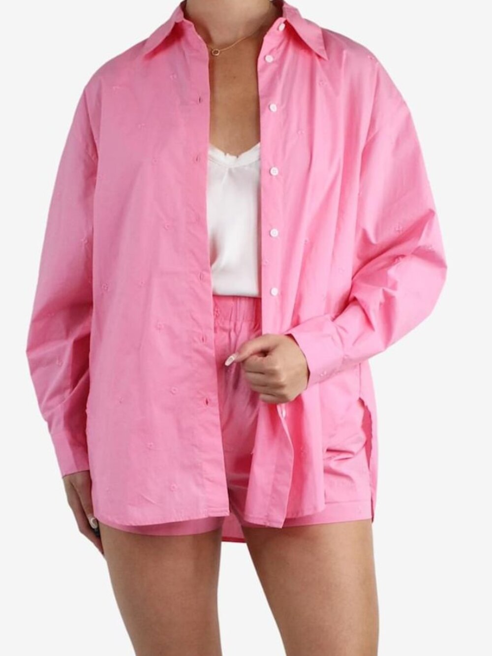Maje Pink Floral Embroidered Shorts